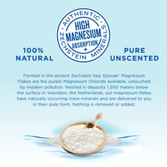 Epsoak Naturals magnesium flakes used for foot soak after activity.
