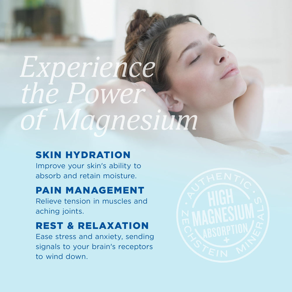 Epsoak Naturals unscented magnesium flakes in a spa-ready jar for skin hydration.