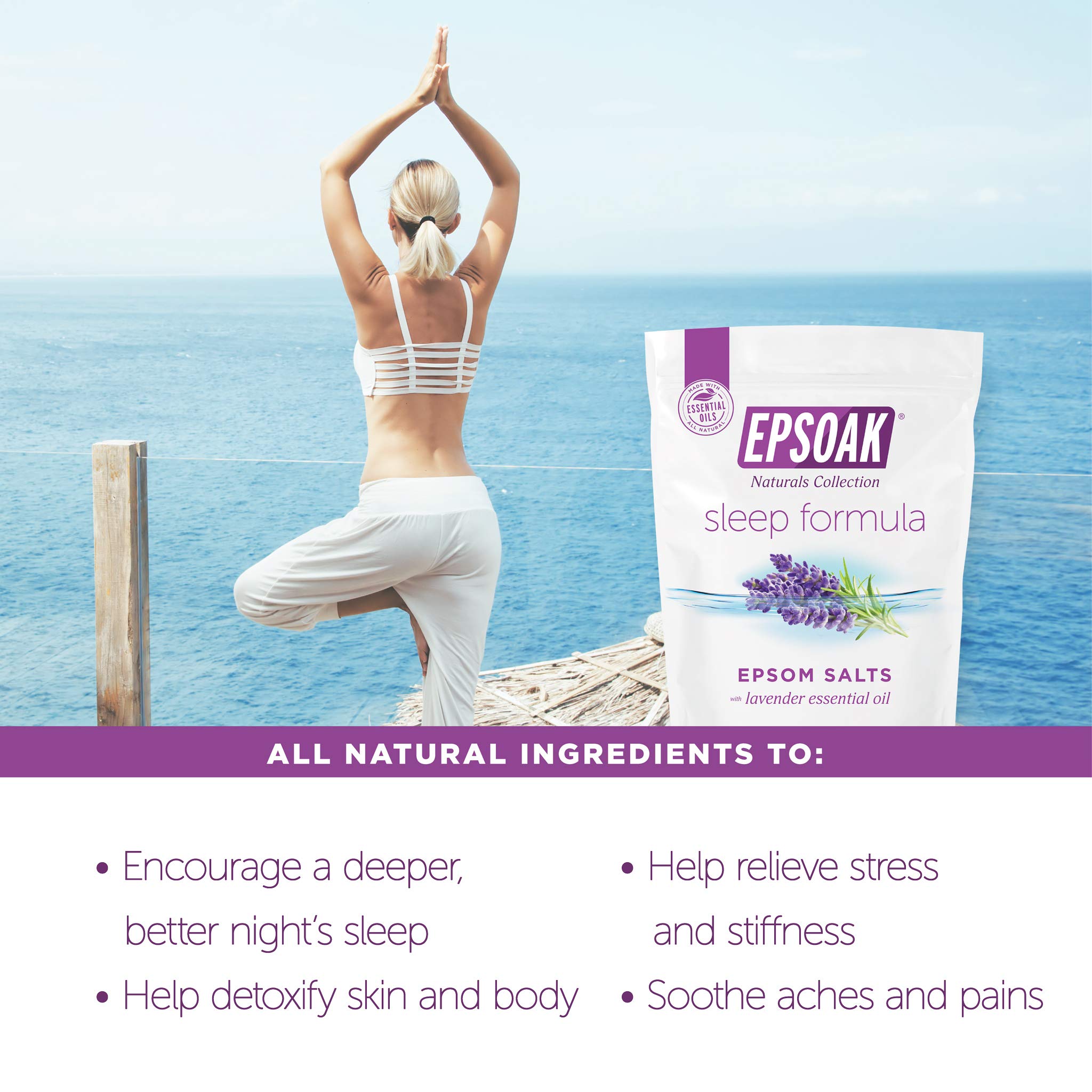 Epsoak salt grains dissolving quickly in warm bath water