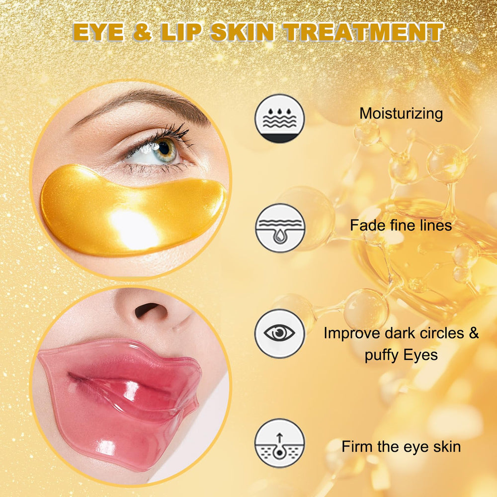 Eqimznv 24K gold eye mask close-up with luxurious texture.