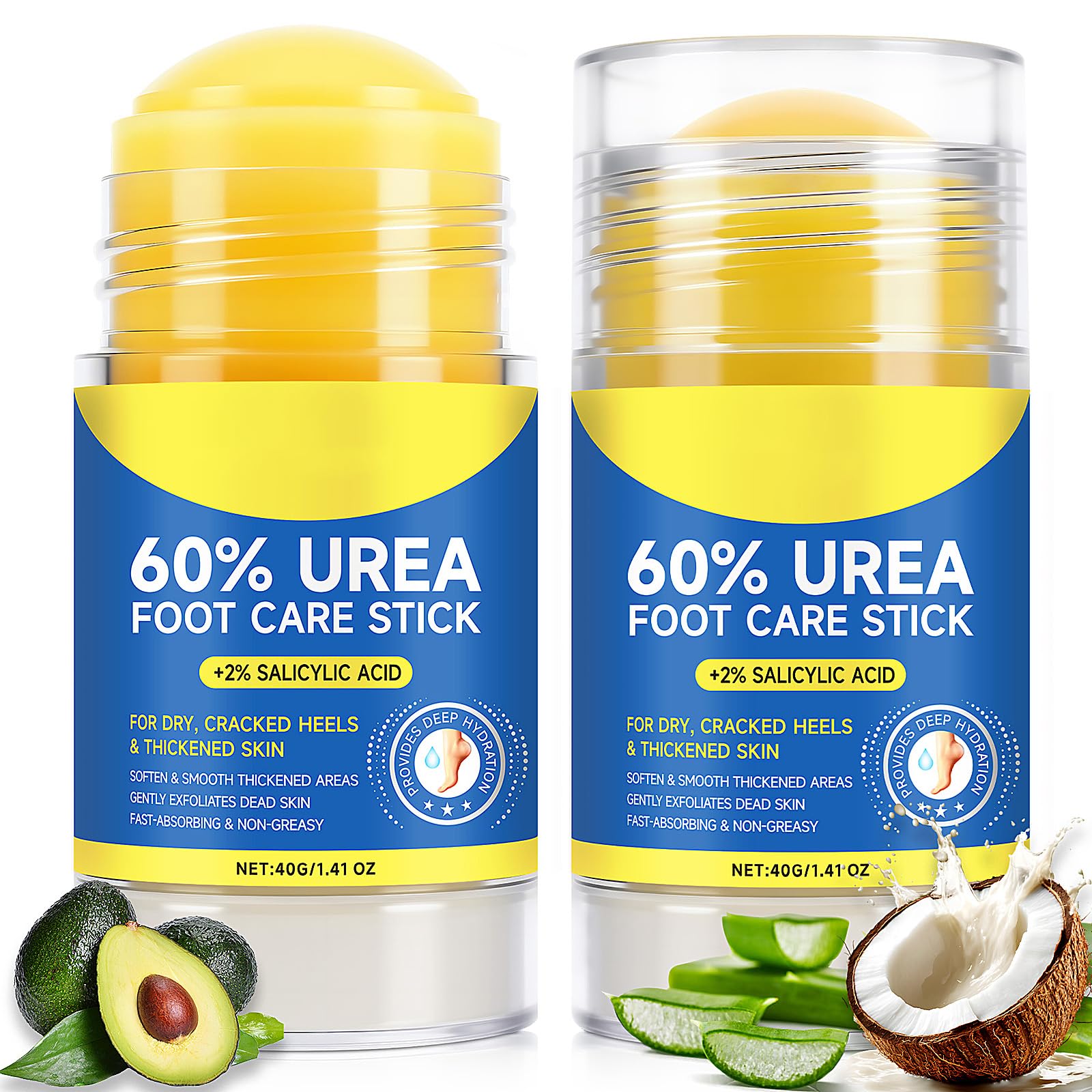 Eqimznv 60% Urea Cream Stick packaging shows a compact, travel-friendly design for on-the-go hydration.