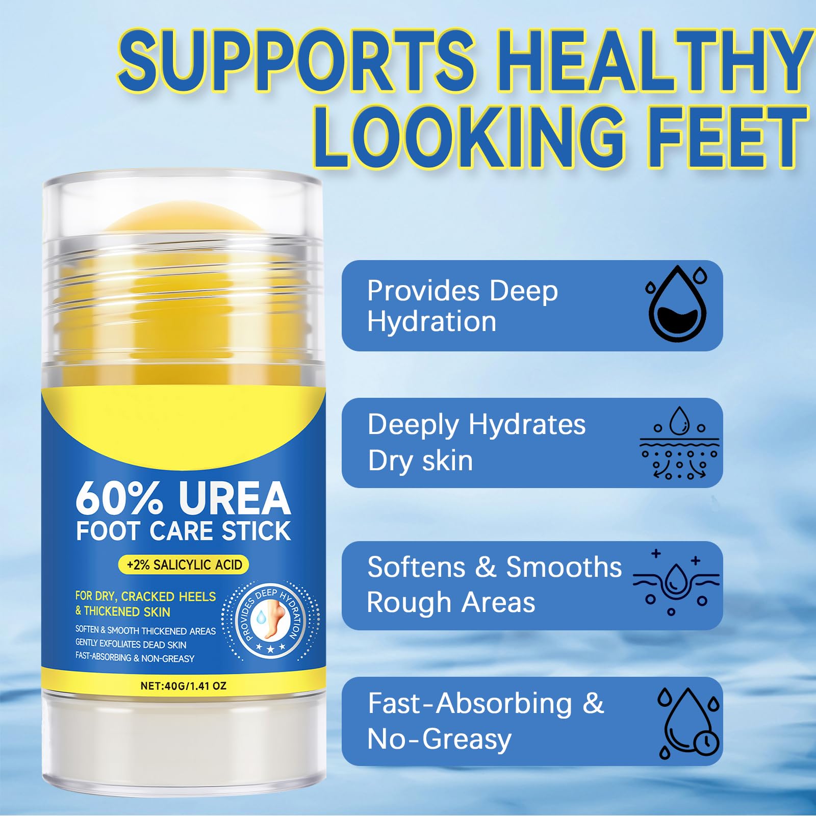 Eqimznv 60% Urea Cream Stick targets heels and hands with deep moisturization.