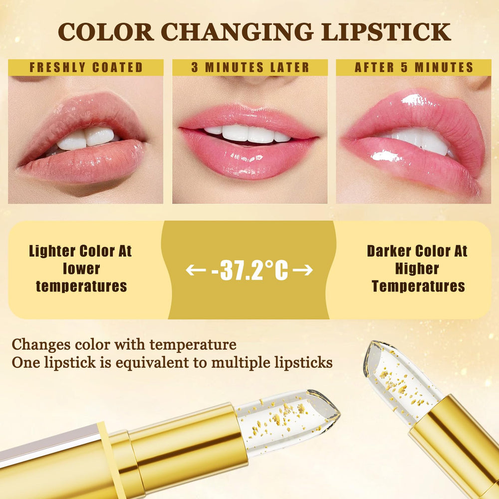 Eqimznv clear lipstick changing color to a natural shade enhancing lip tone.