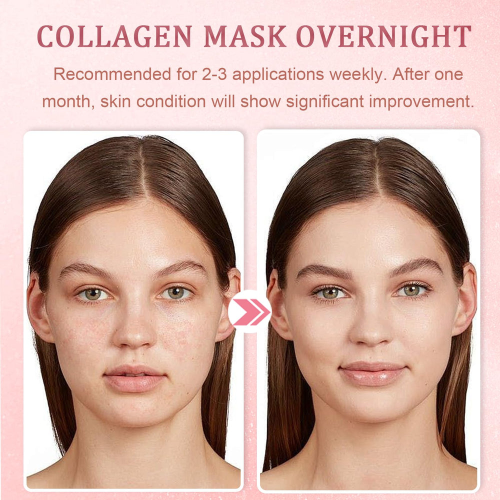 Eqimznv mask skin plump and glow from deep hydration and collagen benefits.