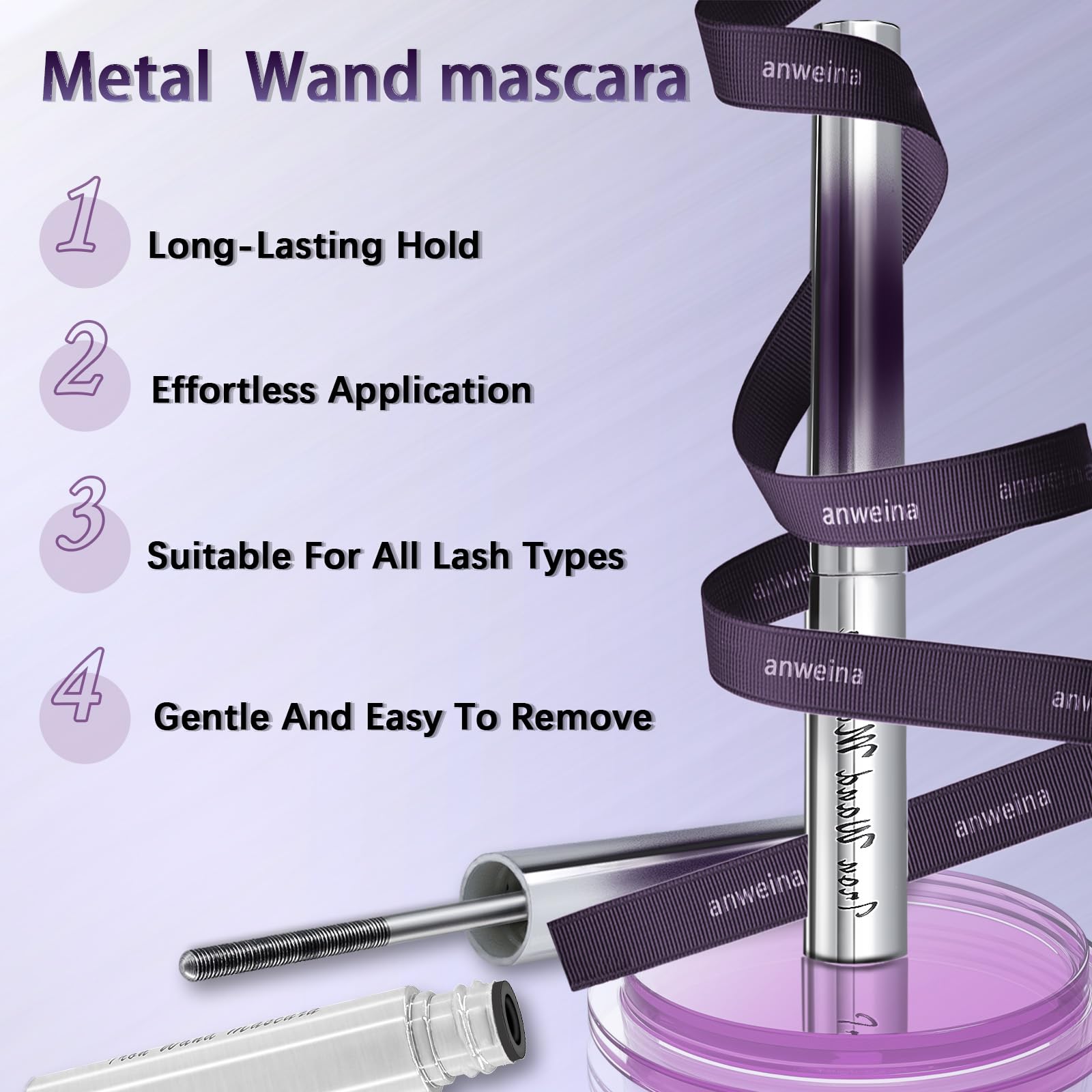 Eqimznv Iron Wand Mascara fiber-enhanced lift for fuller lashes.