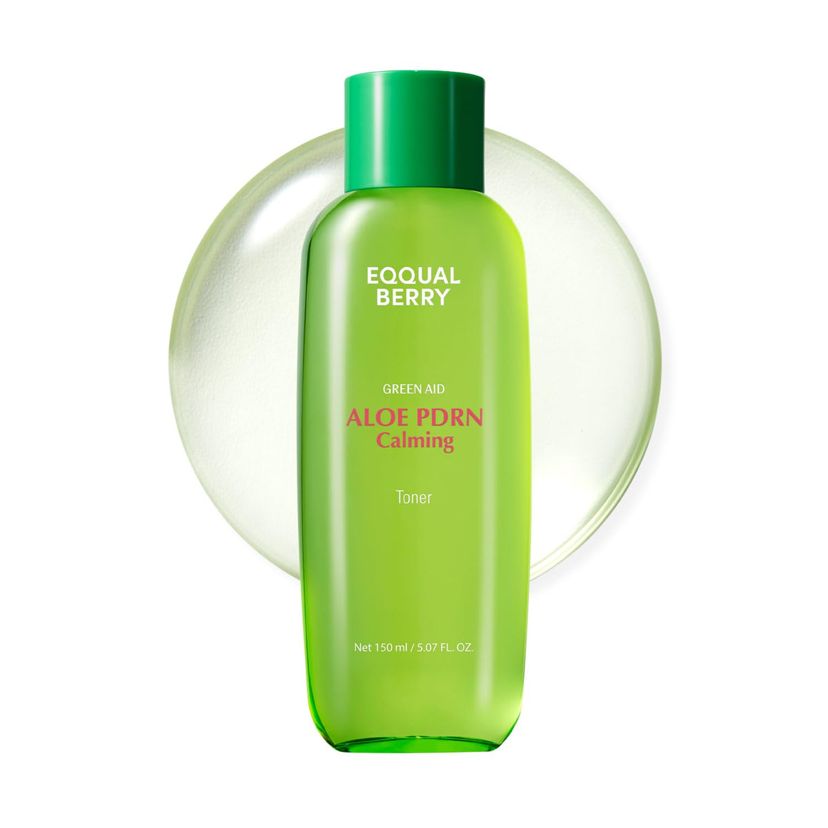 EQQUALBERRY Aloe PDRN Calming Toner bottle showing instant cooling for irritated skin