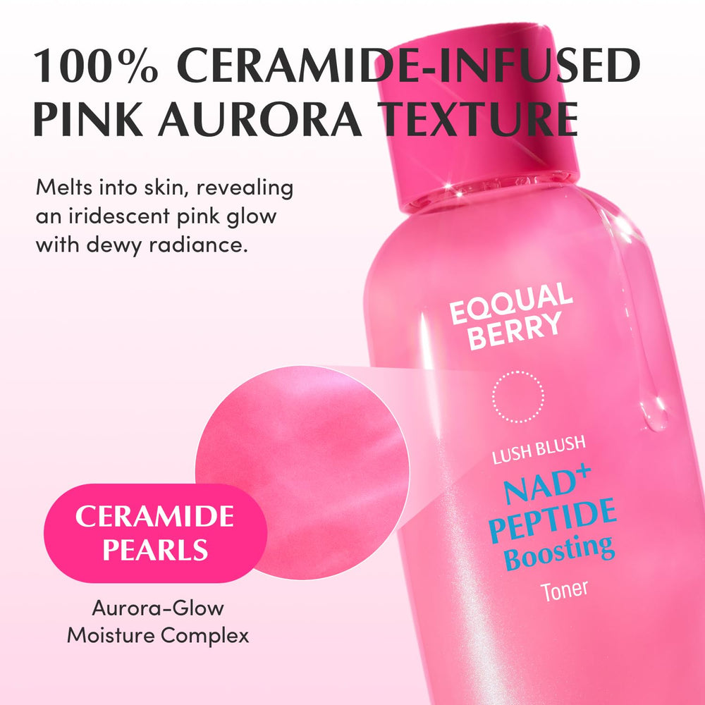 EQQUALBERRY NAD+ Peptide Toner application on hand for daily glow