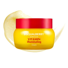 EQQUALBERRY Vitamin Illuminating Cream bottle pour showing easy application and hydration.