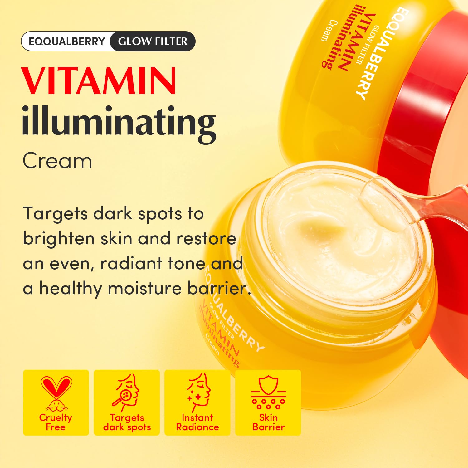 Closeup of EQQUALBERRY cream texture for smooth skin results.