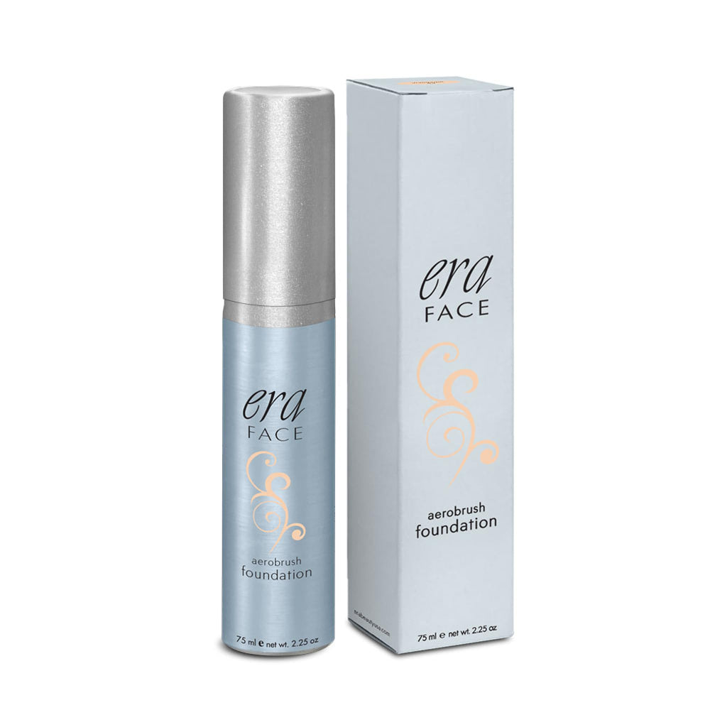 ERA Beauty ERA Face Spray Makeup R4 Champagne bottle close-up showing micro droplets for smooth coverage.