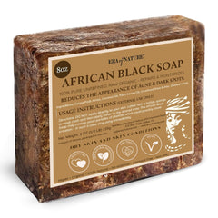 Era of Nature African Black Soap bar 8oz for daily cleansing and gentle exfoliation