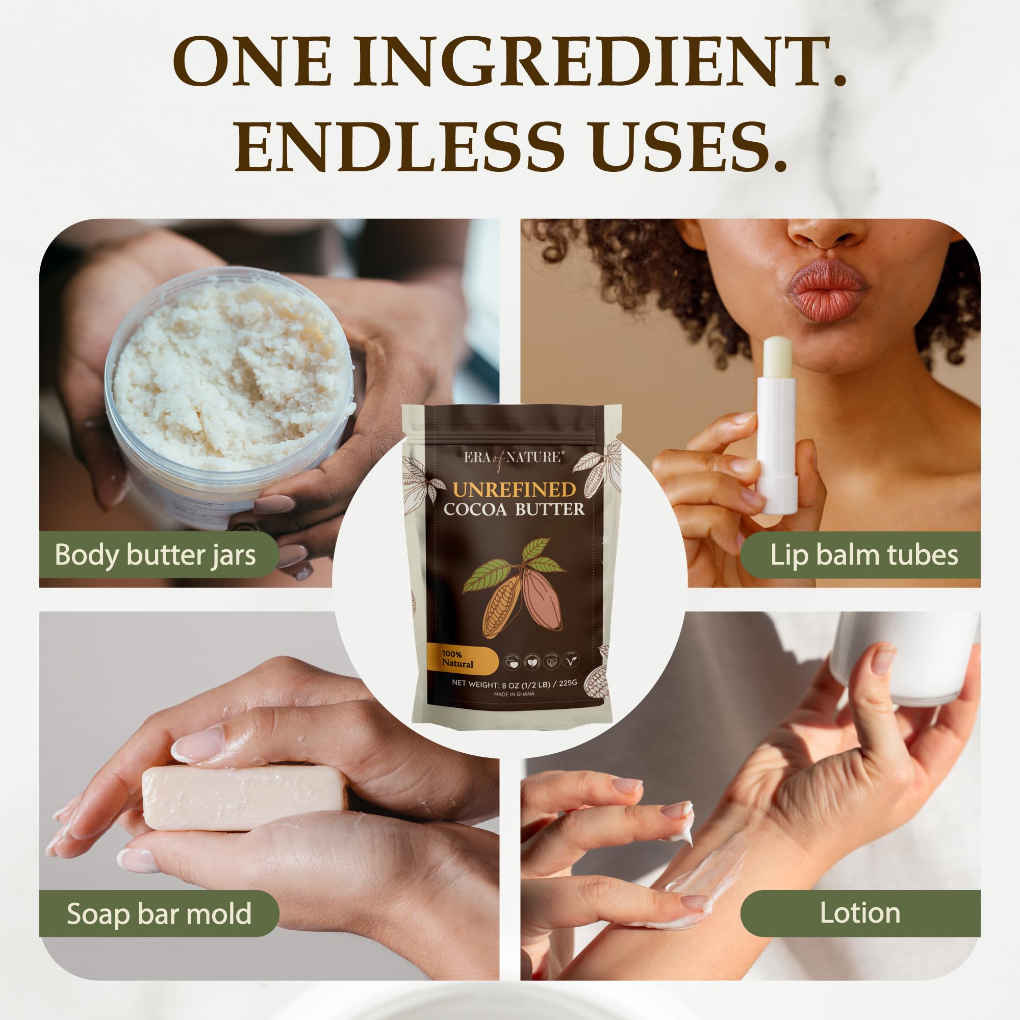 Era of Nature Cocoa Butter Raw with natural chocolate scent for self care
