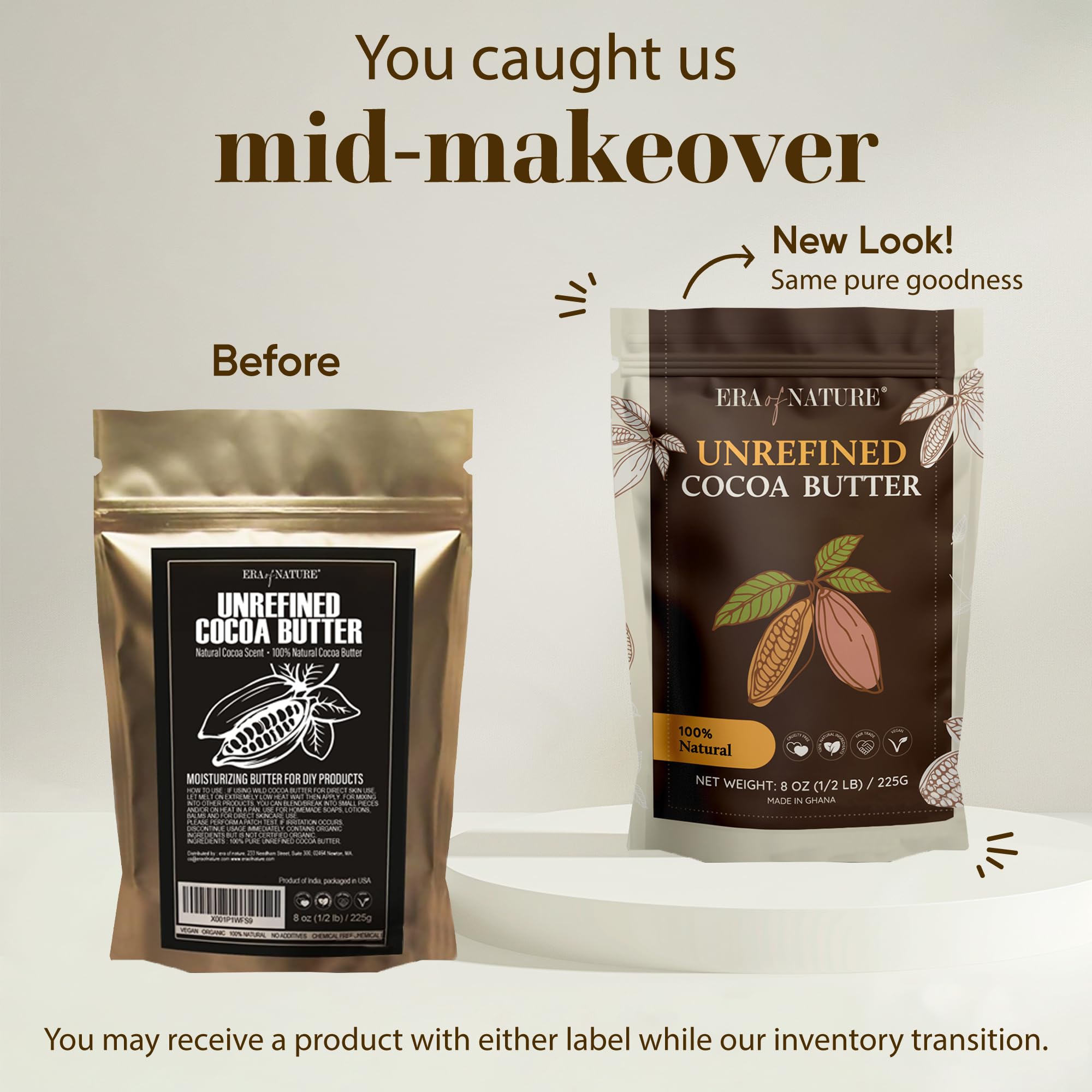 Era of Nature Cocoa Butter Raw applied as a hair mask for hydration