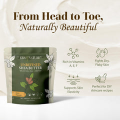 Era of Nature shea butter texture close-up shows creamy richness ideal for moisturizers.