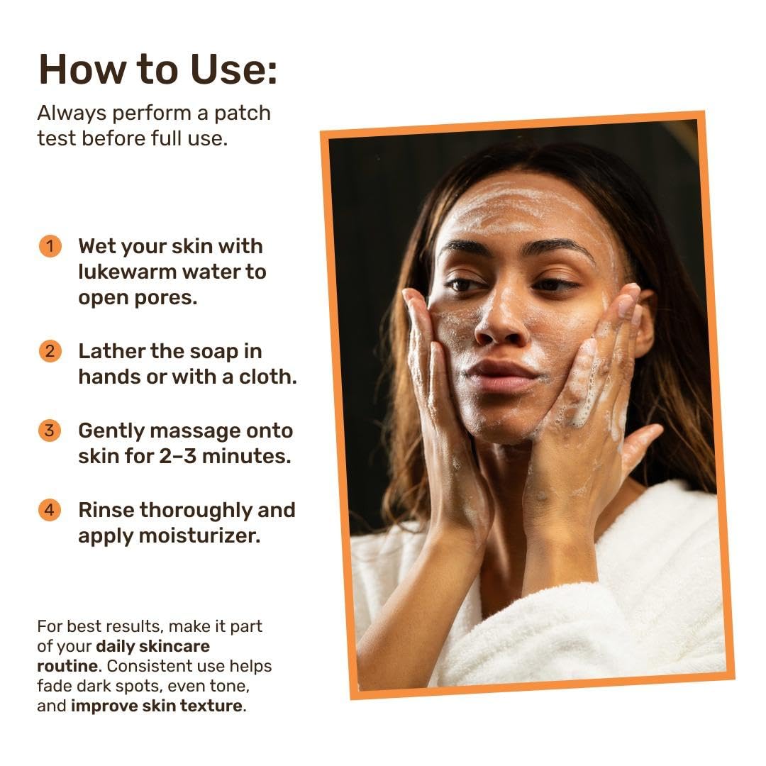 Era of Nature turmeric kojic soap with shea butter and olive oil for moisturized skin.