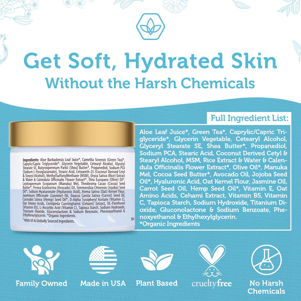Night-time application setup suggests nourishing routine with Era Organics moisturizer.