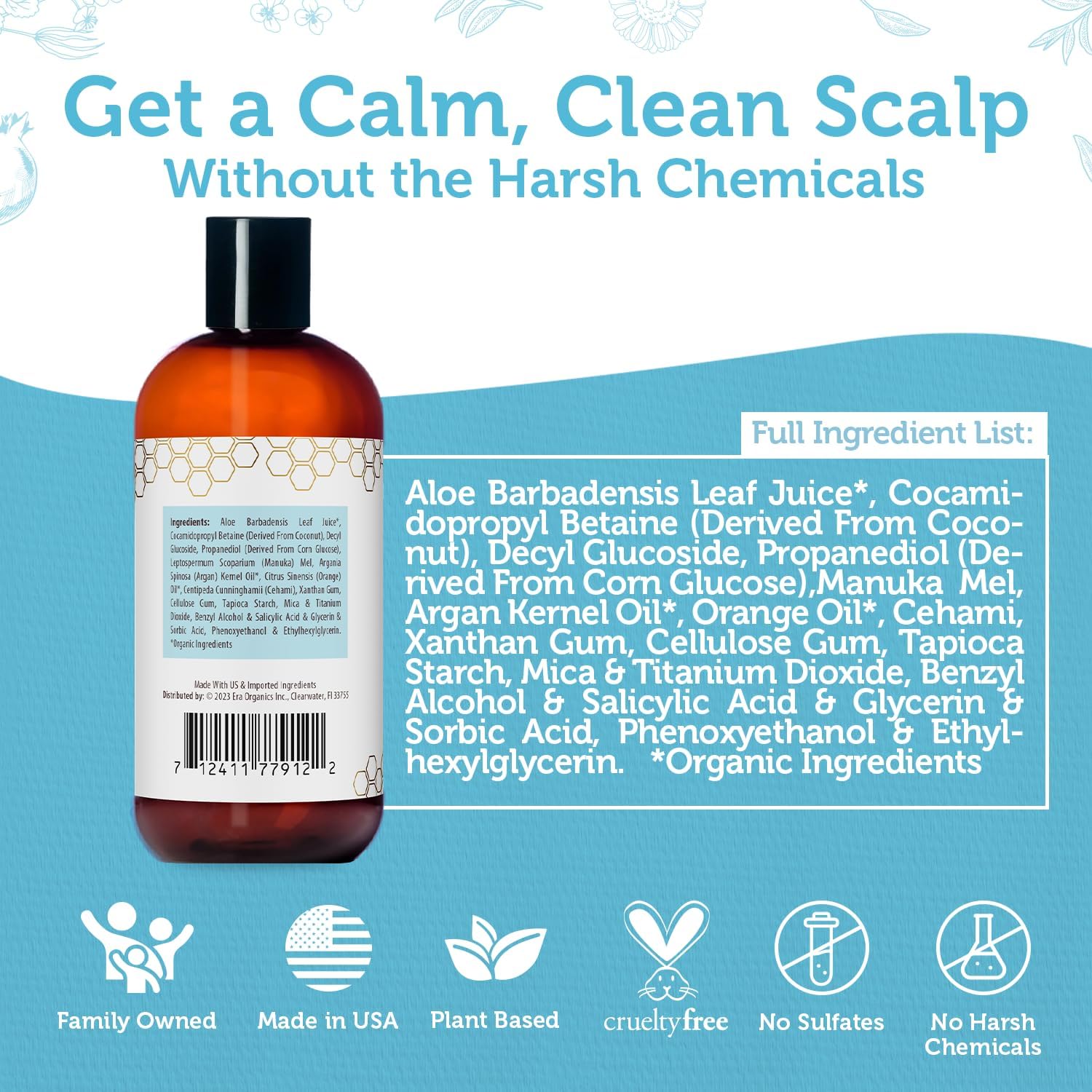 Family-friendly Era Organics Manuka Honey Dry Scalp Shampoo suitable for all ages