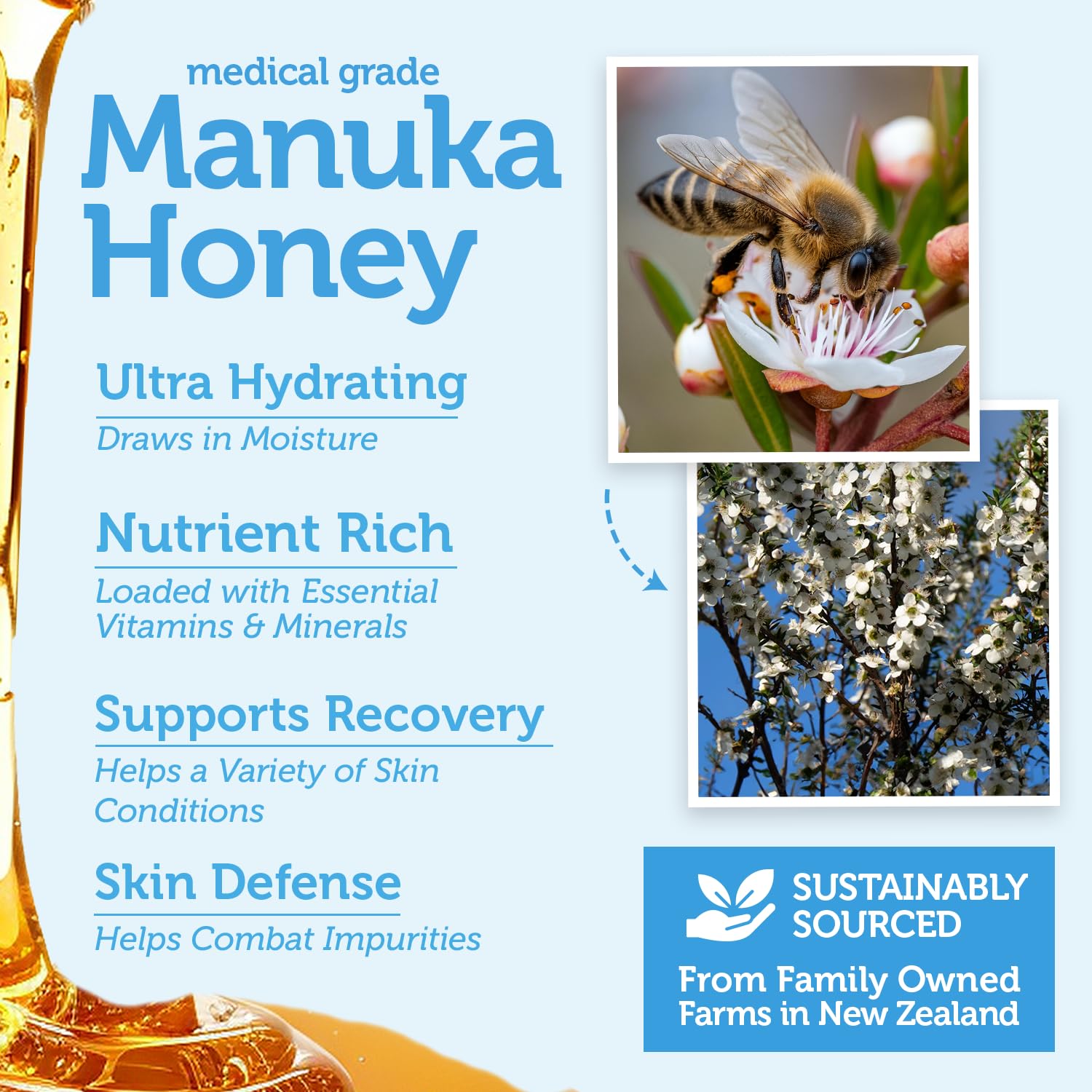 Era Organics Manuka Honey Exfoliating Face Scrub ingredients closeup, 9x superfood blend benefits.