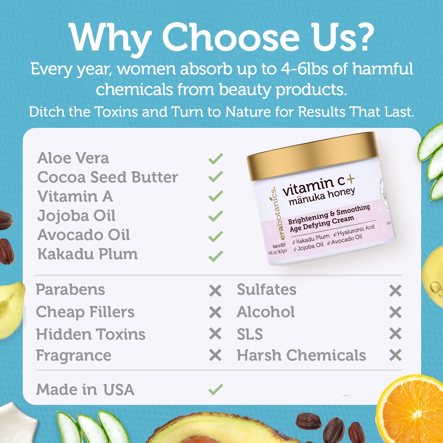 Era Organics Manuka Honey formula close-up promises gentle daily nourishment.