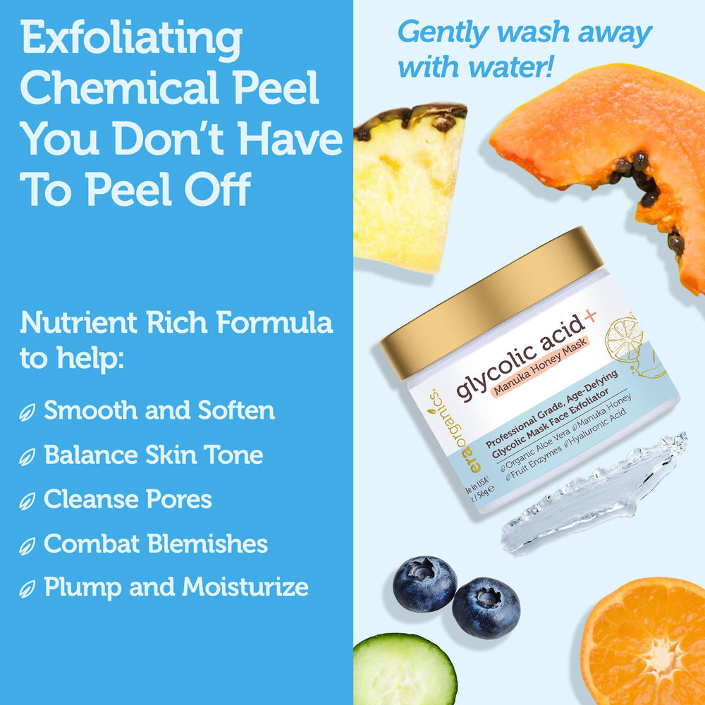 Era Organics Manuka Honey Hyaluronic acid adds soothing hydration and glow.