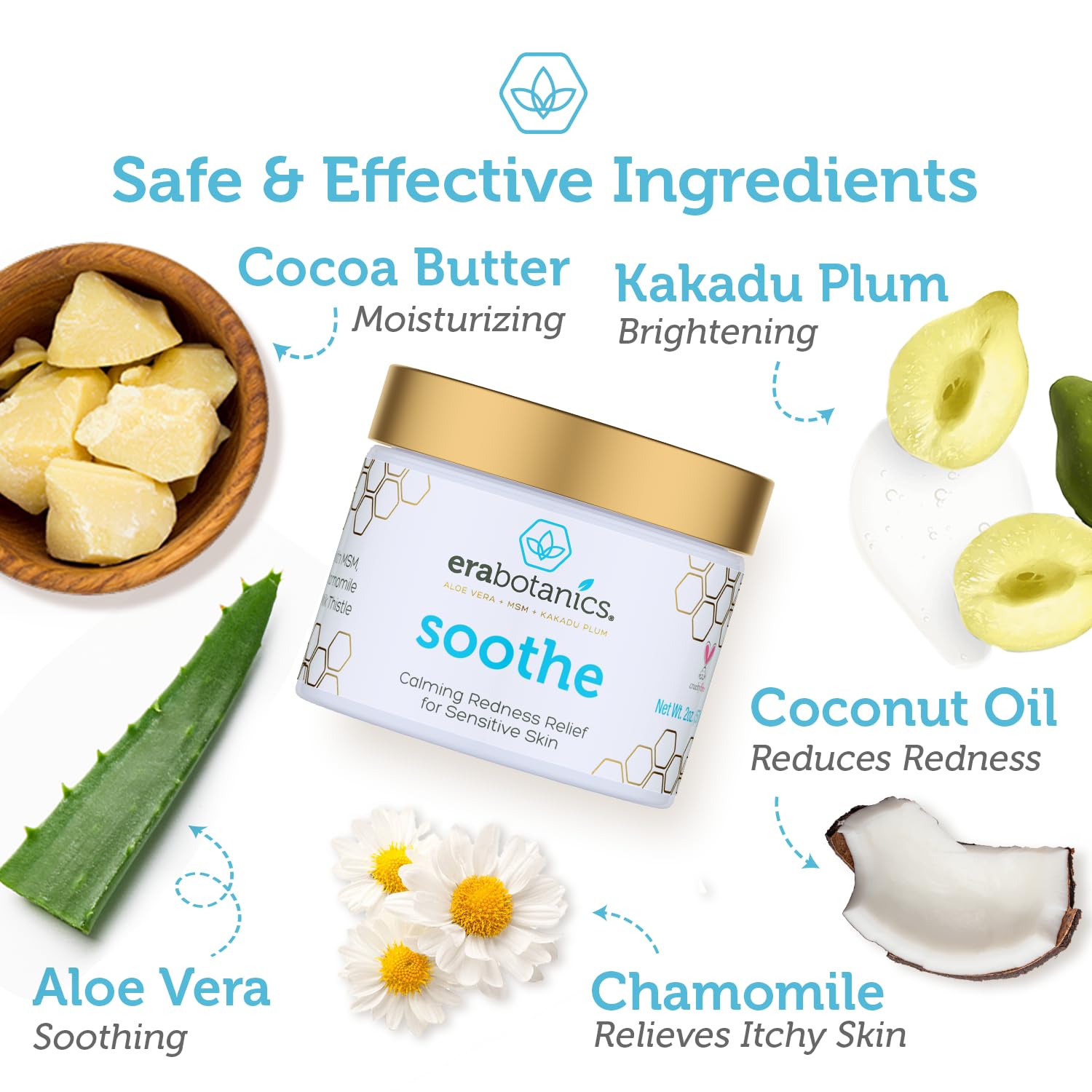 Era Organics Manuka honey swirl texture highlights soothing facial moisturizer.