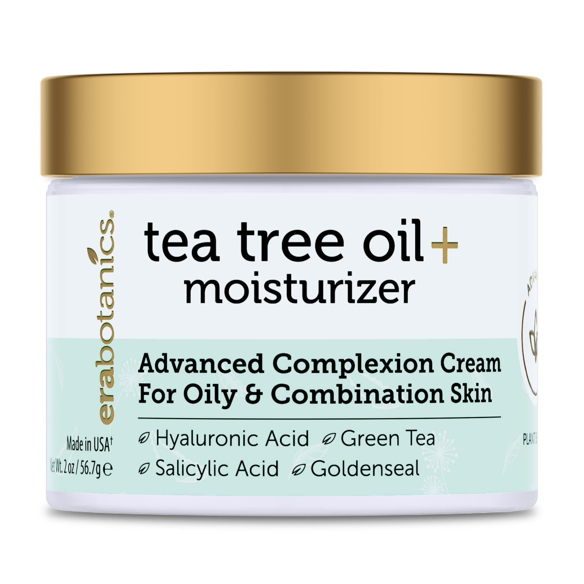 Era Organics Tea Tree Cream bottle shown for daily oil-balancing use