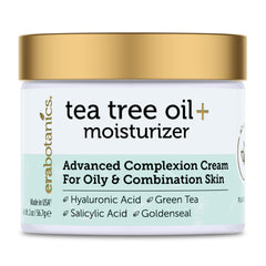 Era Organics Tea Tree Cream bottle shown for daily oil-balancing use