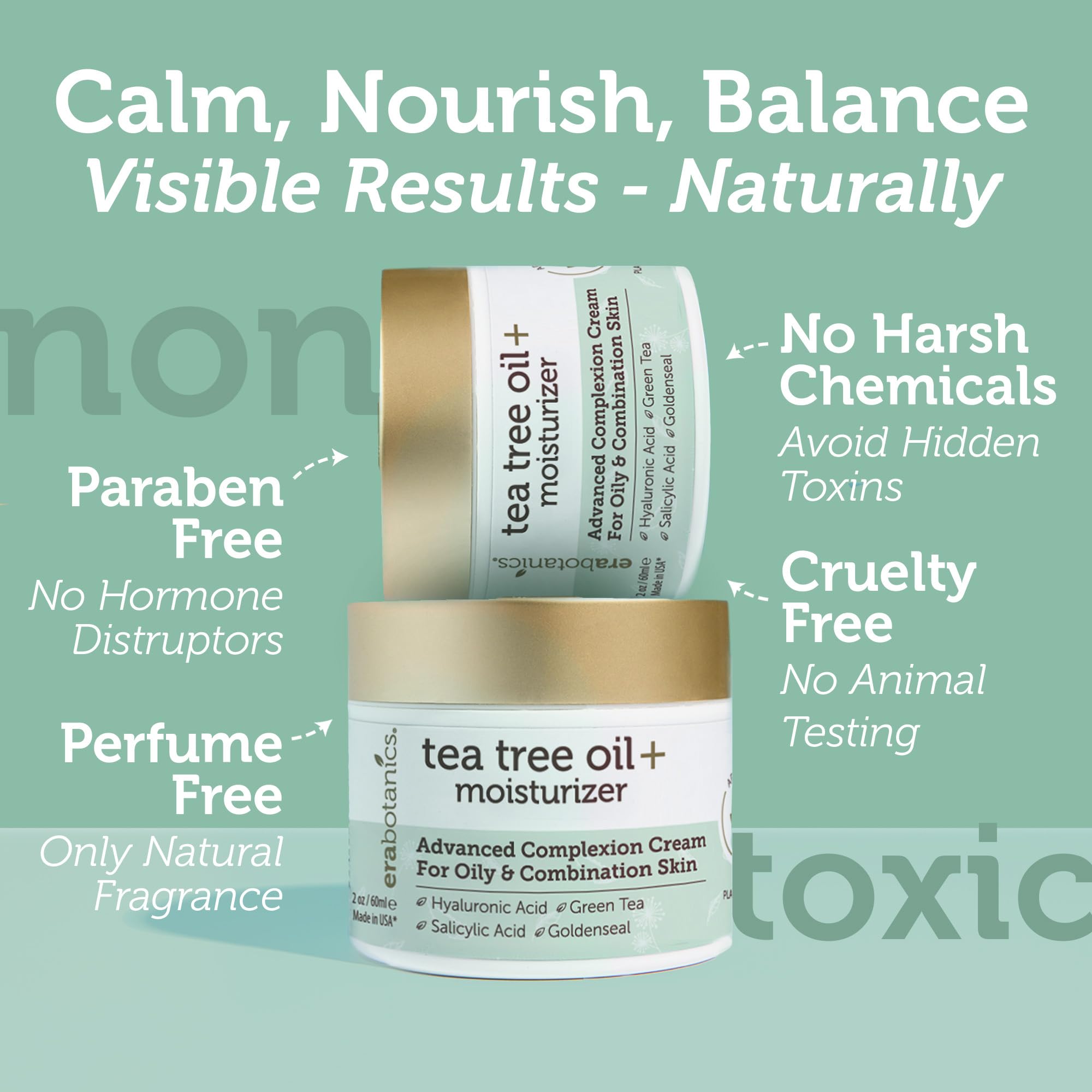 Era Organics Tea Tree Cream ingredients list with willow bark and green tea