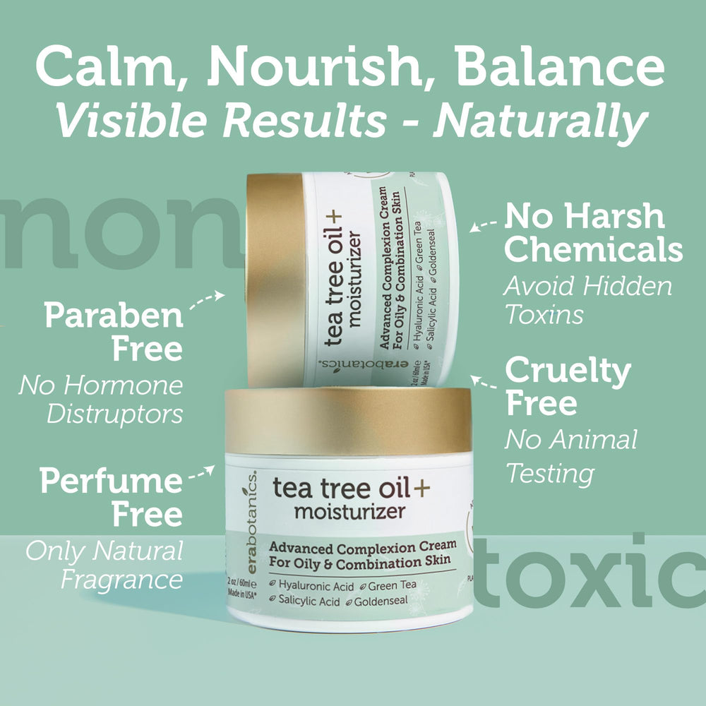 Era Organics Tea Tree Cream ingredients list with willow bark and green tea
