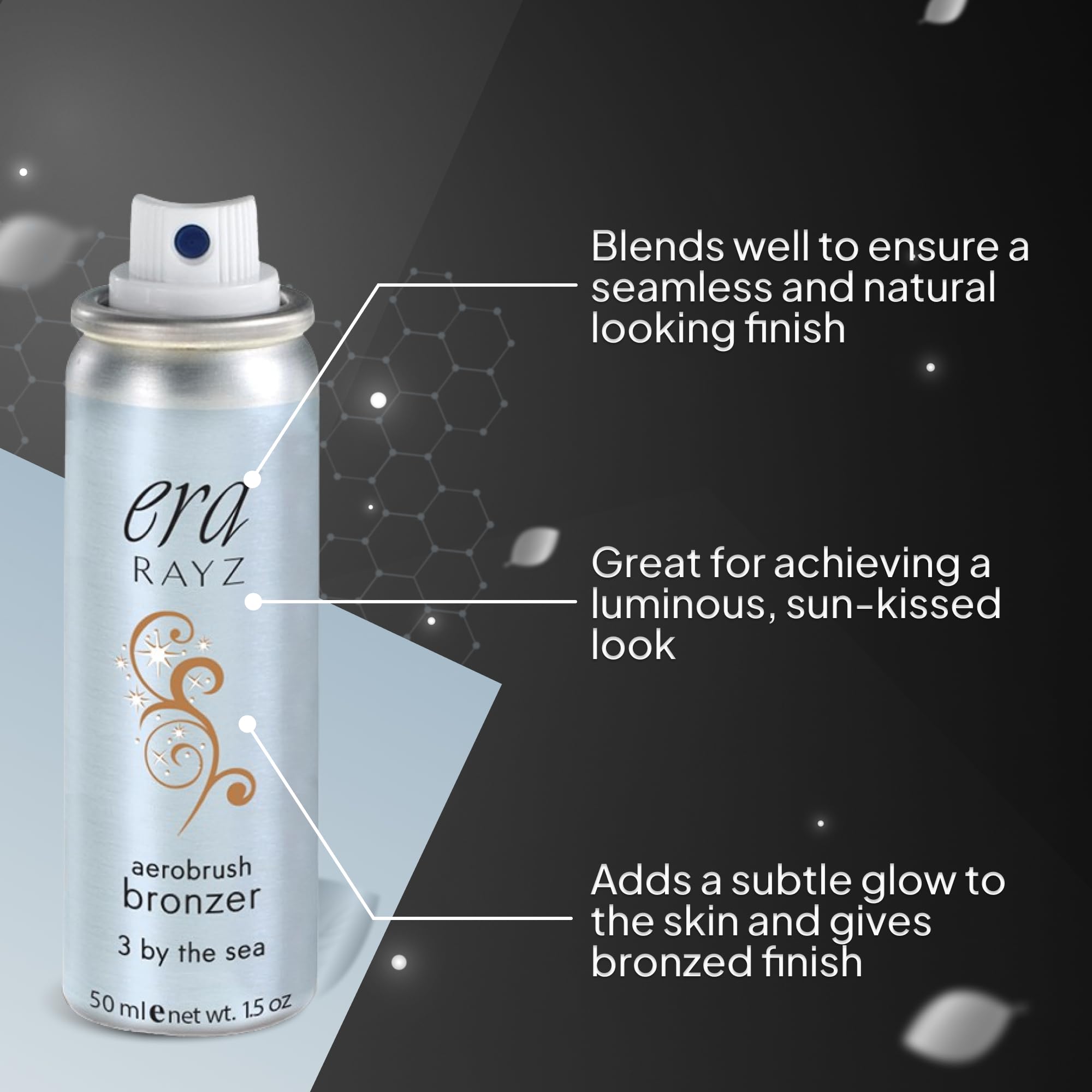 ERA Rayz bronzer spray provides even application on face and body.