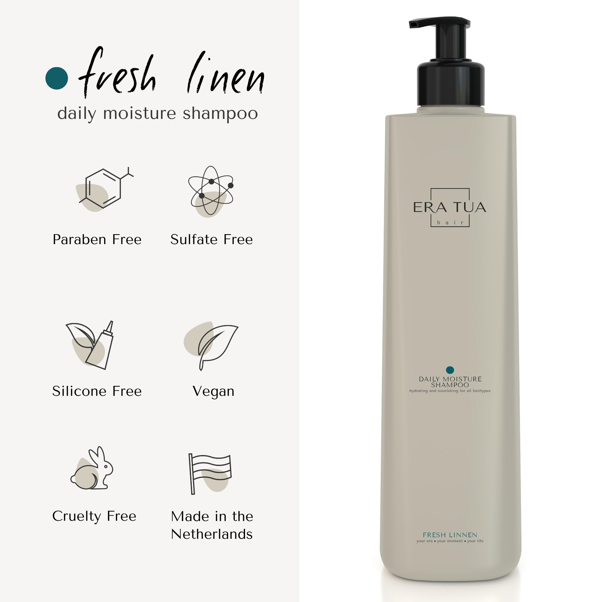 ERA TUA Fresh Linen with rice germ oil signals elastic, resilient strands.