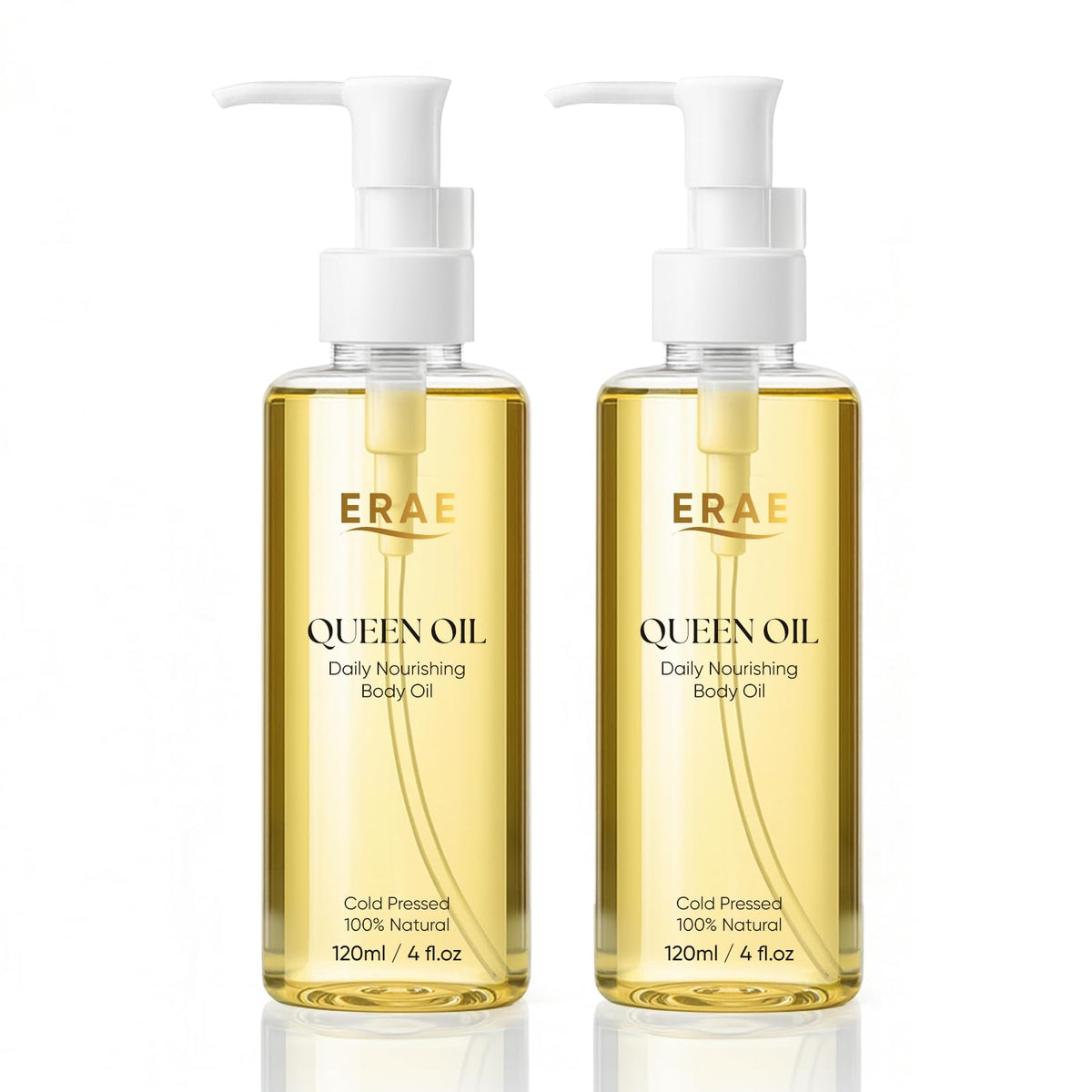 ERAE Queen Oil bottle front view for daily use and compact packaging.