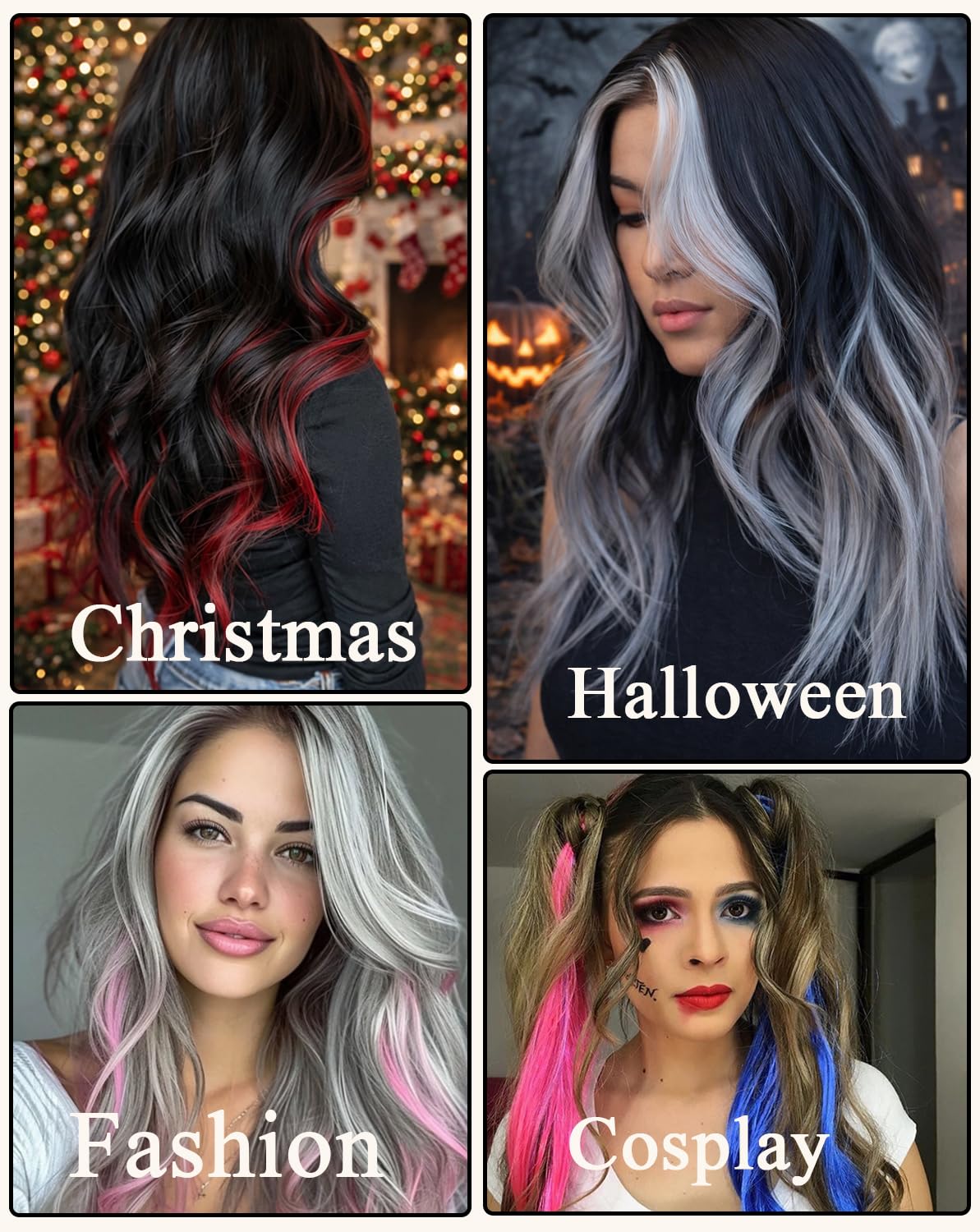 Eravauly festival color clip-ins stay secure for vibrant event styling.