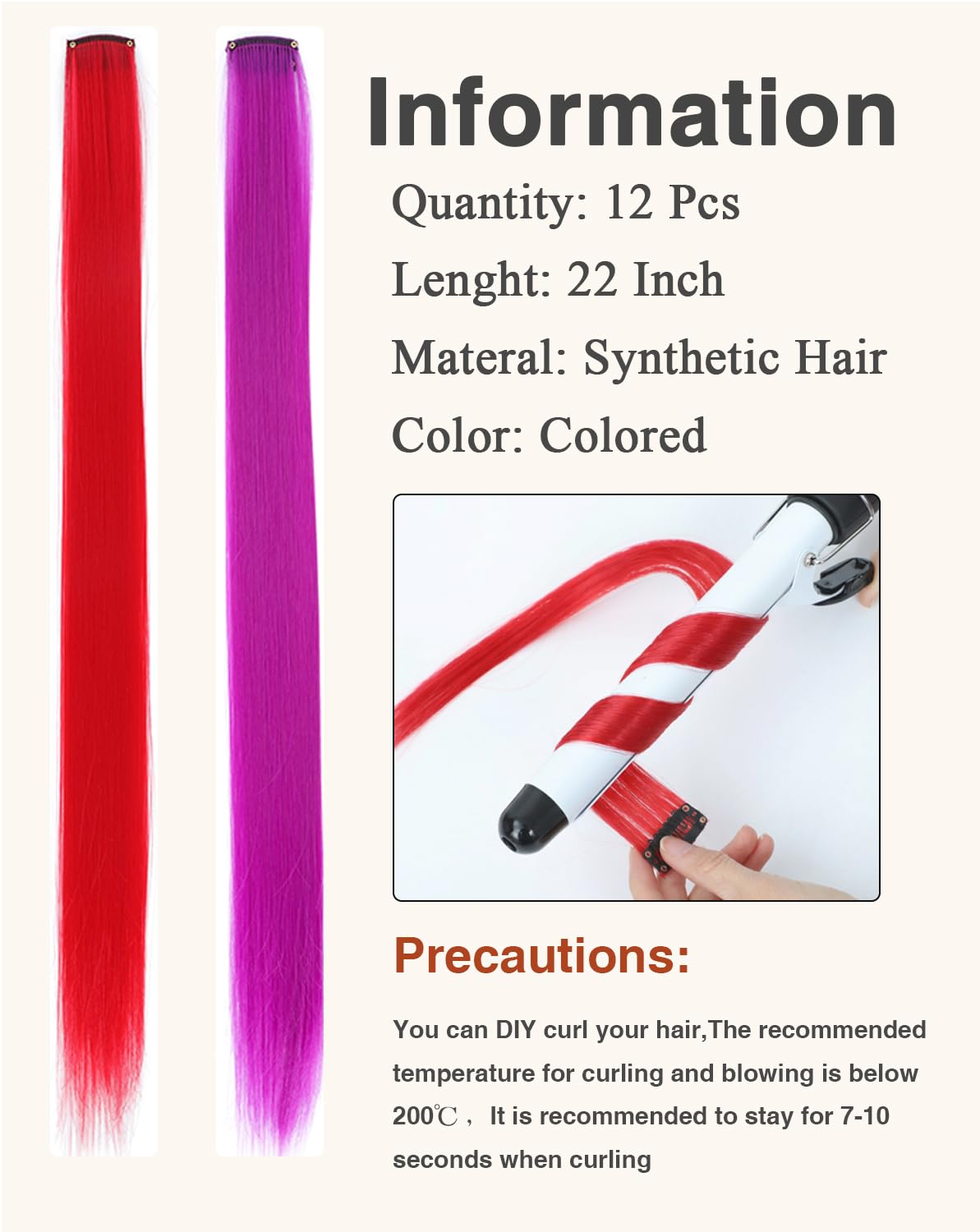 Eravauly heat-friendly synthetic fibers allow light curling and natural blending.