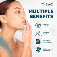Erbaid pure tallow lip balm core provides a protective moisture barrier.
