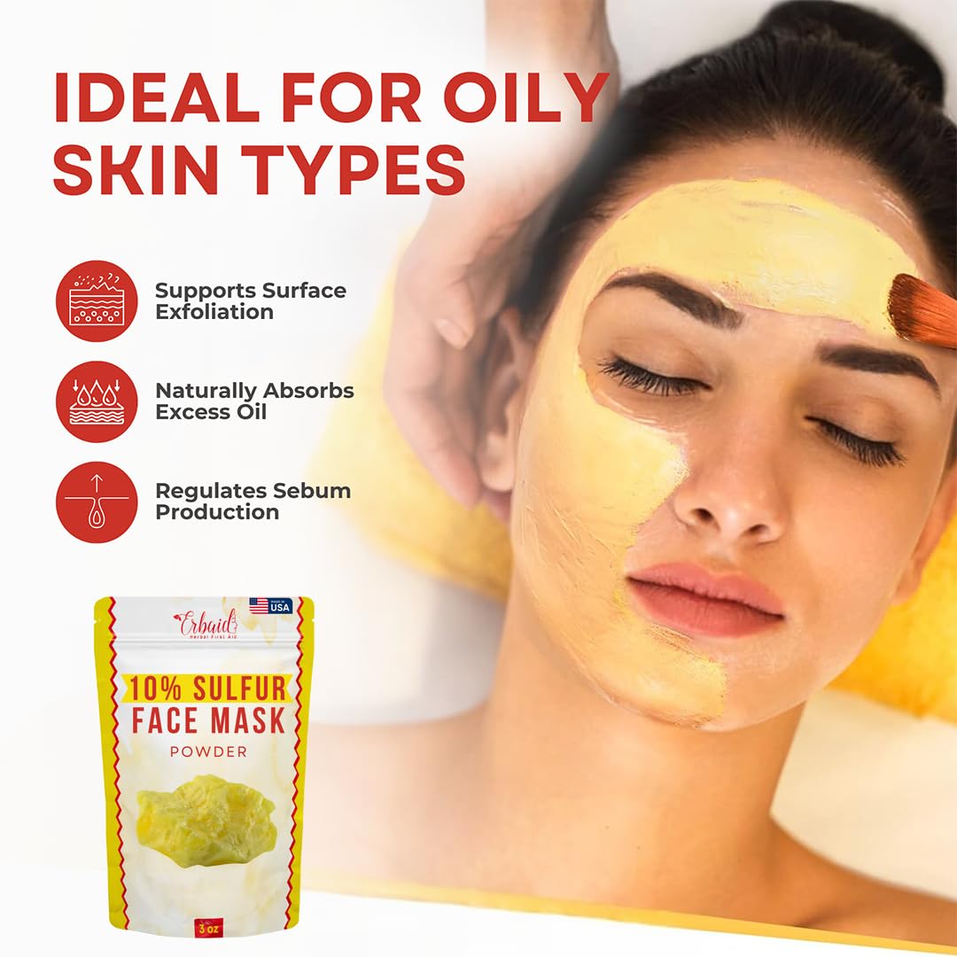 Erbaid sulfur face mask mixing with water to adjust consistency