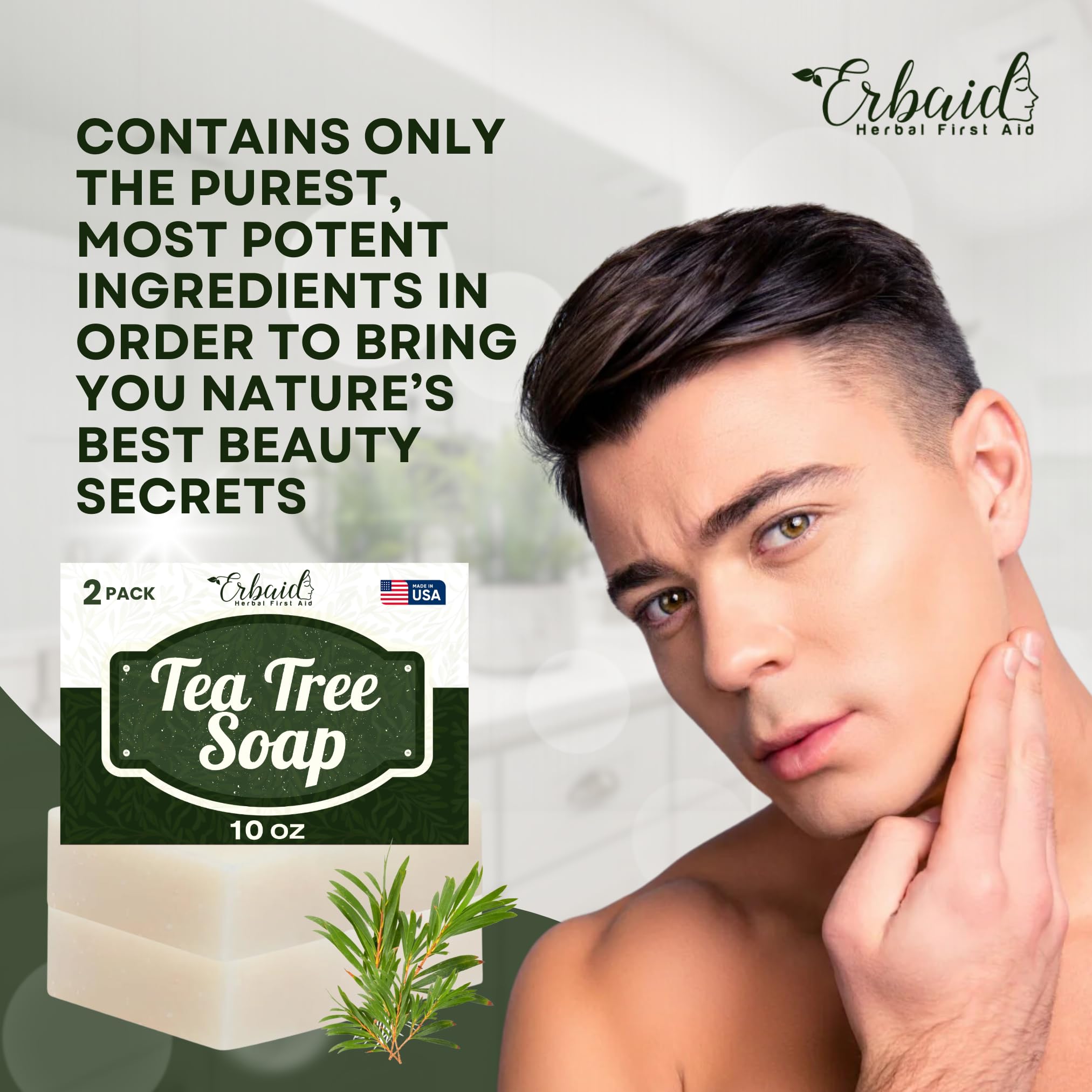 Erbaid Tea Tree Soap body use delivering thorough cleansing