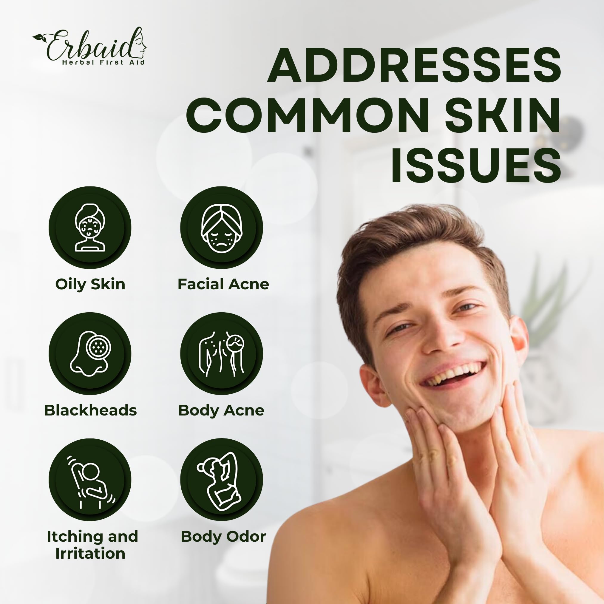 Erbaid Tea Tree Soap foaming lather ideal for acne-prone cleansing