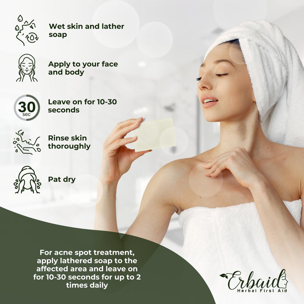 Erbaid Tea Tree Soap packaging shot highlighting natural ingredients