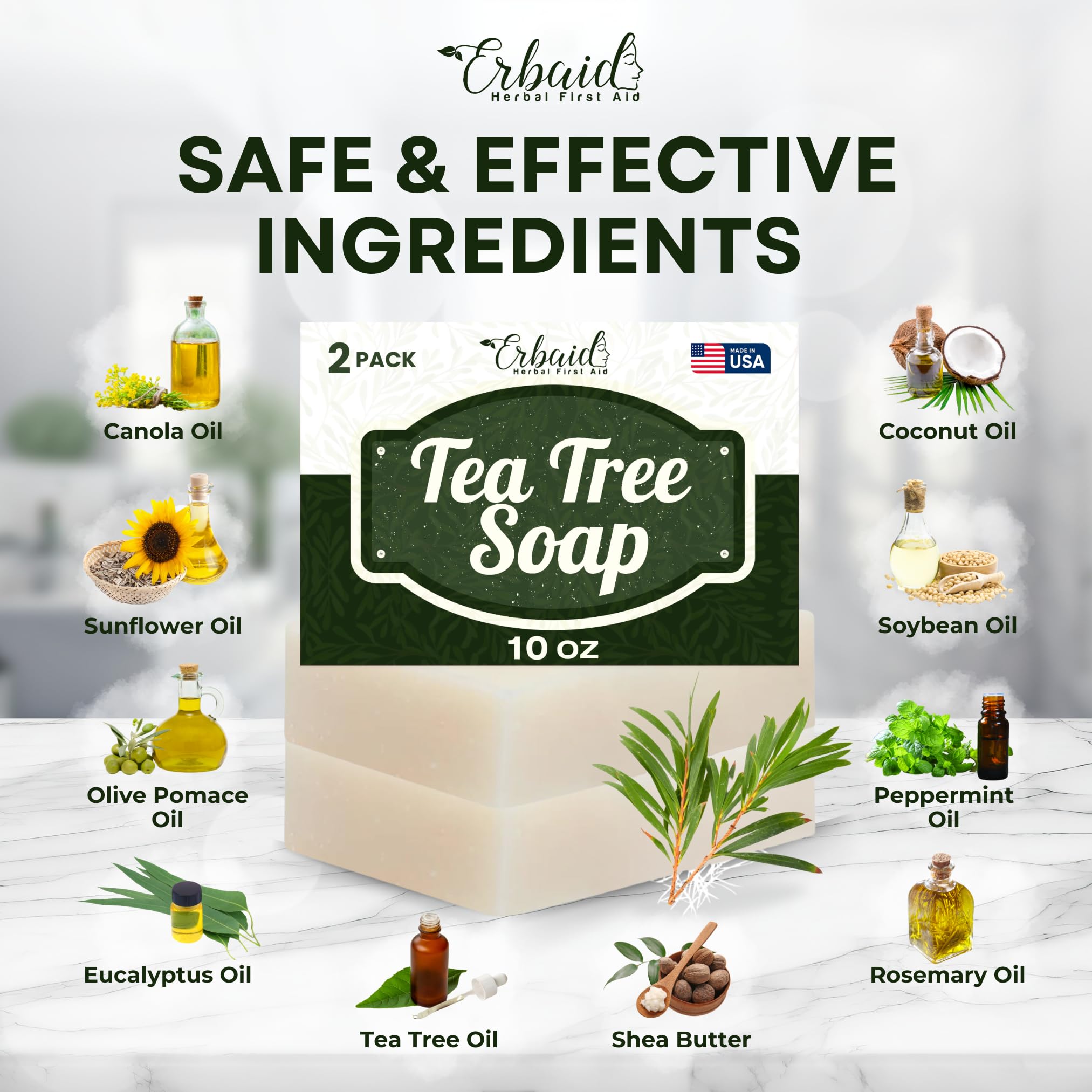Erbaid Tea Tree Soap pure tea tree oil highlight for natural defense