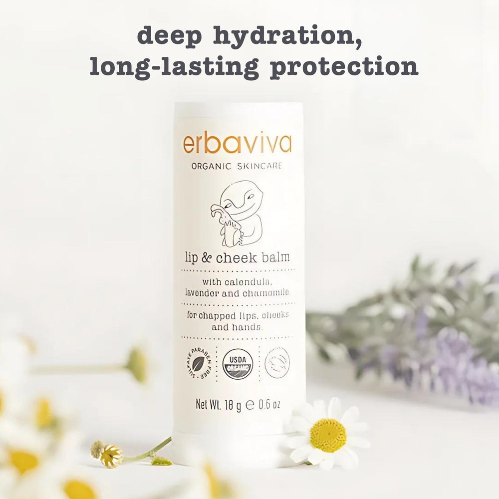Erbaviva balm being applied to baby's cheeks with a gentle glide.