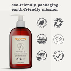 Erbaviva stretch mark oil applied to shoulders and hands for relaxation