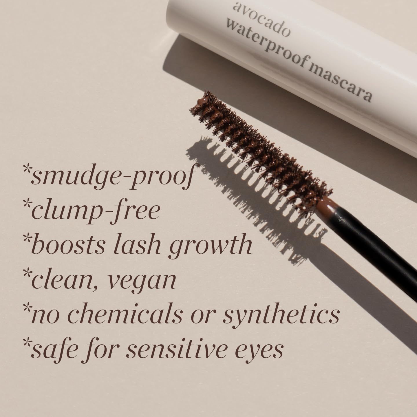 Lashes appear longer with Ere Perez mascara in real-life look.