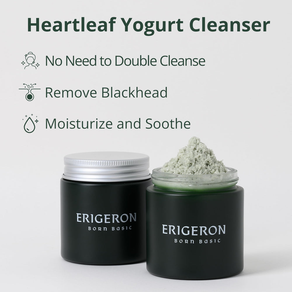 ERIGERON Heartleaf Green tea ingredients highlight cooling and oil-control benefits.
