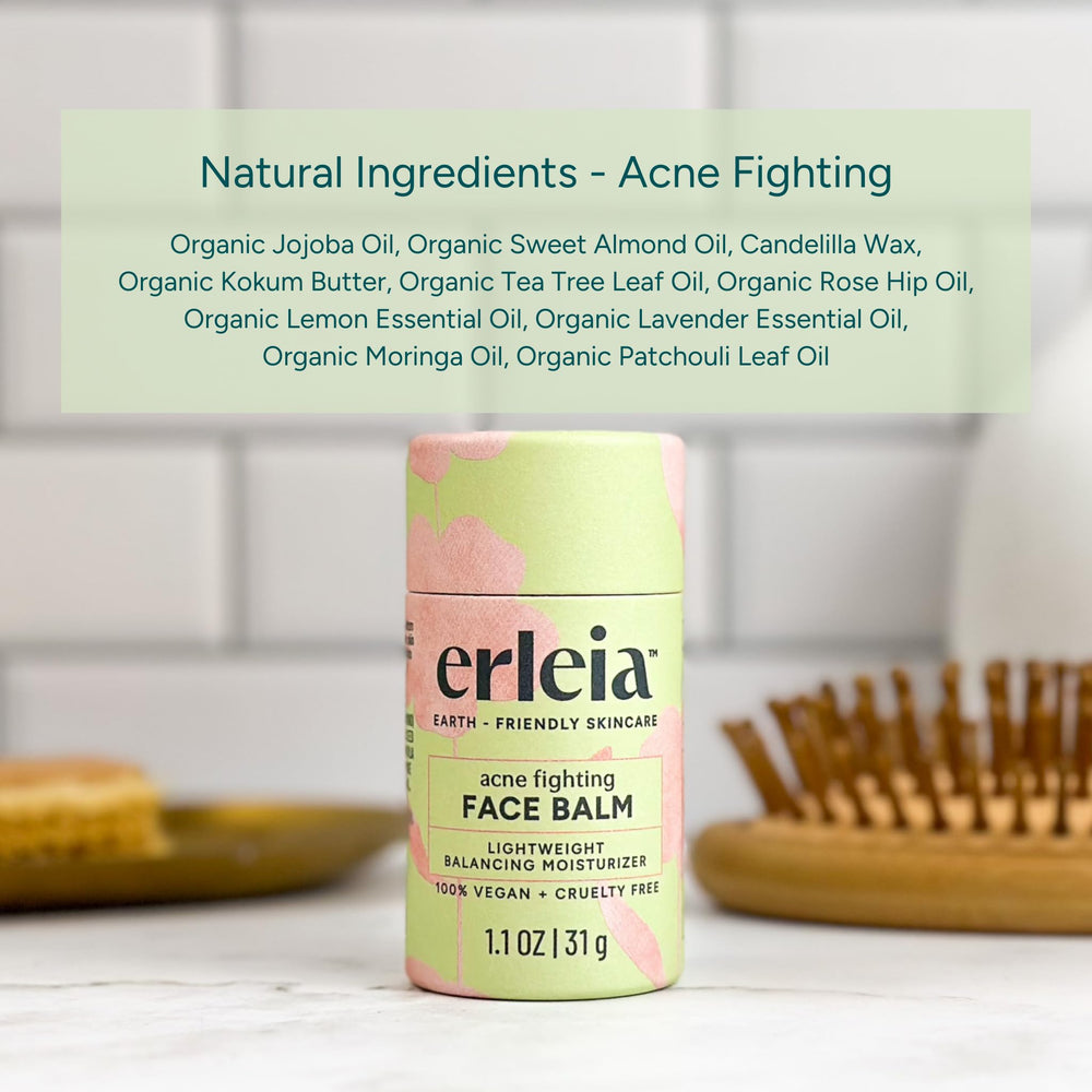 Erleia Solid Face Balm traveling in a compact, on-the-go routine.