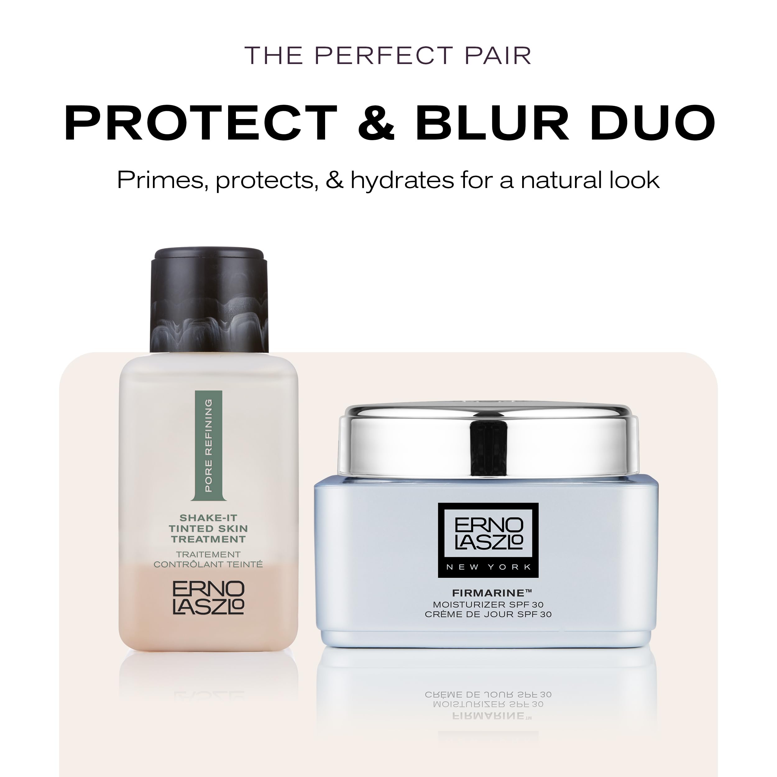 Erno Laszlo Shake-It Tinted Skin Treatment packaging emphasizes clean ingredients and sustainability.