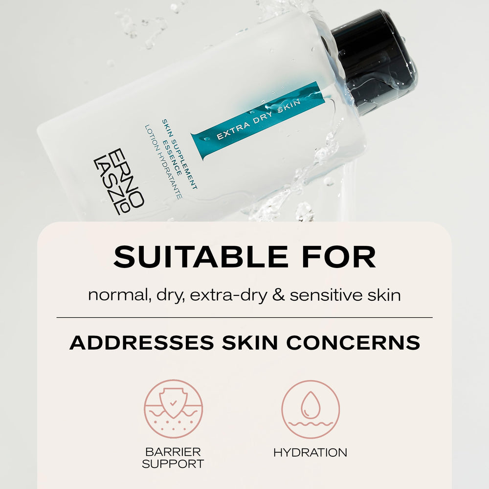 Erno Laszlo Skin Supplement Essence alcohol-free label emphasized for clean skincare