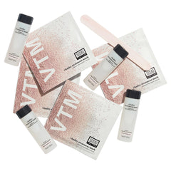Activator liquid pairs with pink powder to form a smooth mask for hydration.