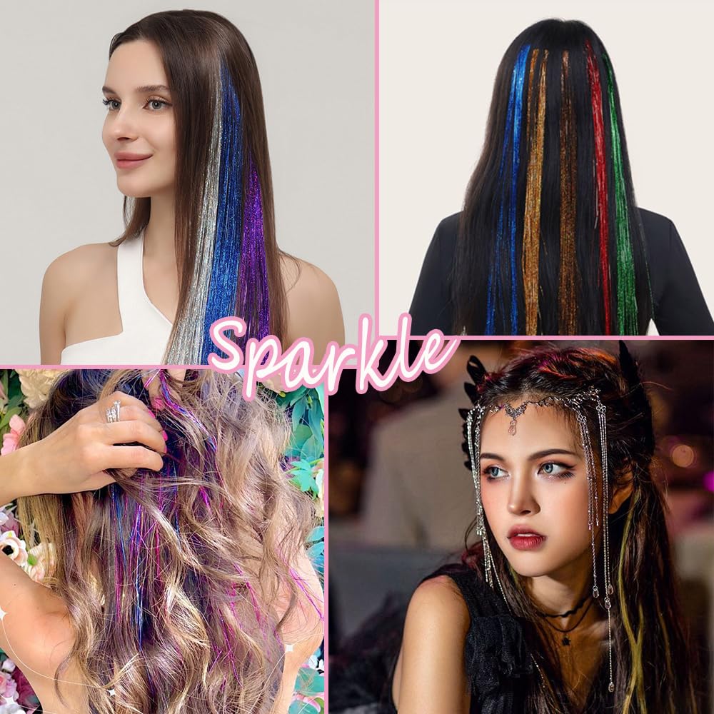 EROADE daily wear hair tinsel adds playful shimmer to hairstyle