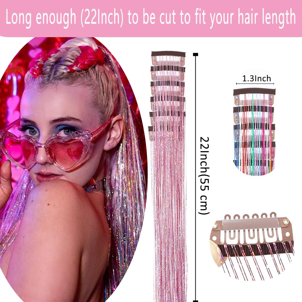 EROADE heat-resistant hair tinsel clip-in safe for styling up to 356F